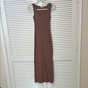 Sleeveless Basic Brown Maxi Dress